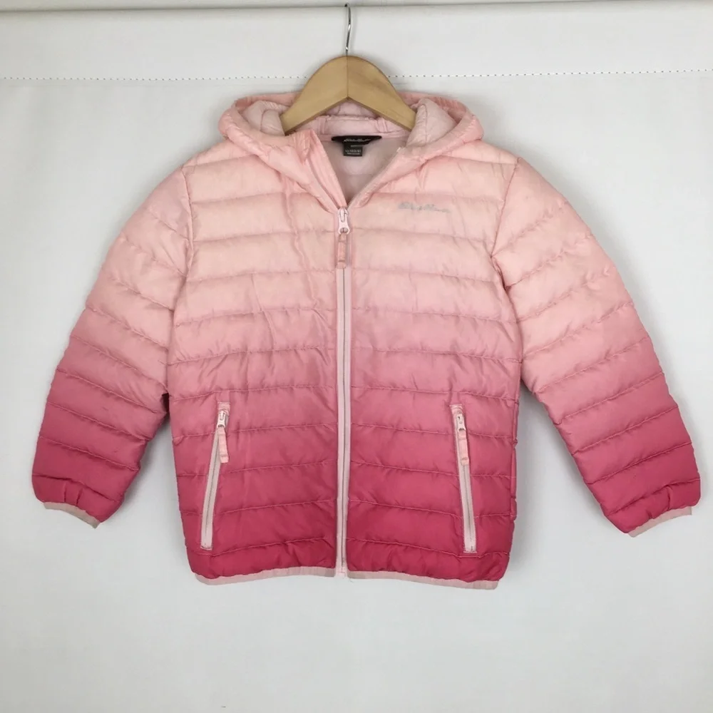 Eddie Bauer Girls Down Puffer Coat Pink Ombre Size XS 5/6